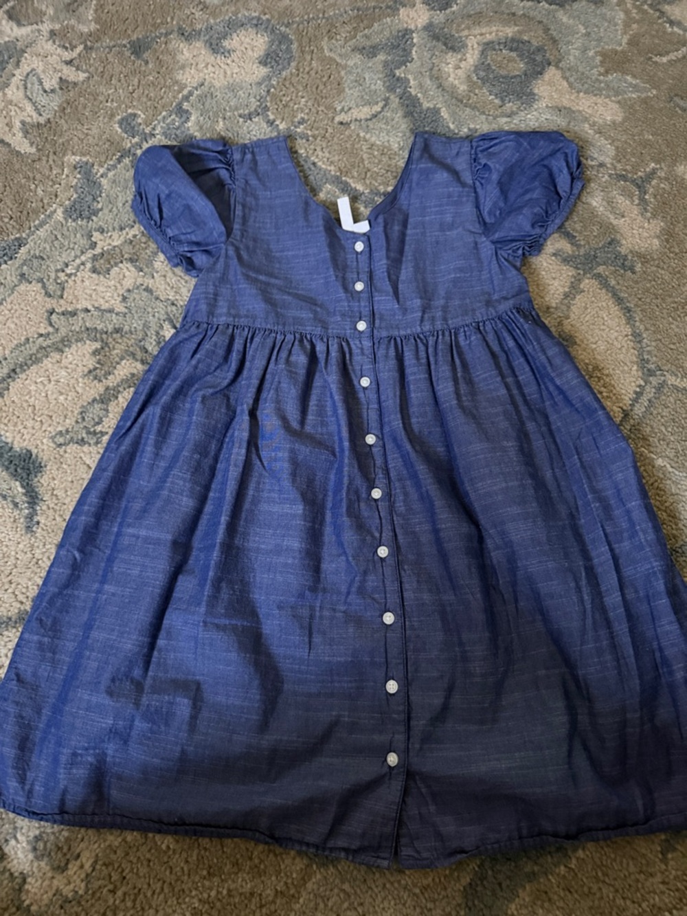 Janie and Jack Navy Blue Button-Front Puff Sleeve Dress